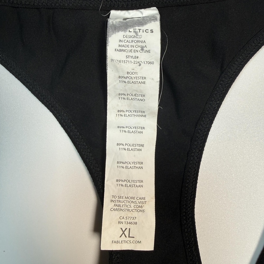 Fabletics Tank Top Womens XL Black Floral Racerback Athletic Workout Gym - Picture 3 of 6
